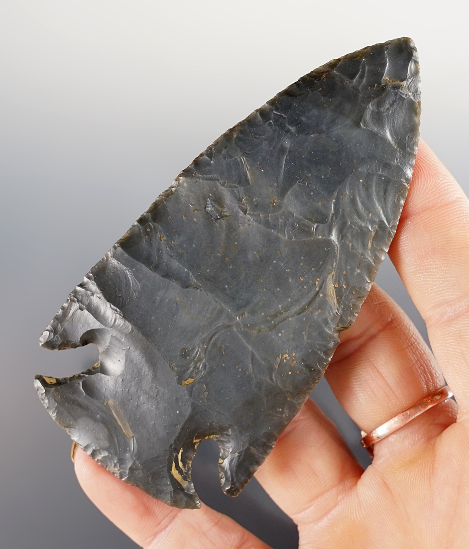 3 11/16" beautifully styled Hopewell found in Kentucky. Ex Lee Keller, Dr. Robert Curry.