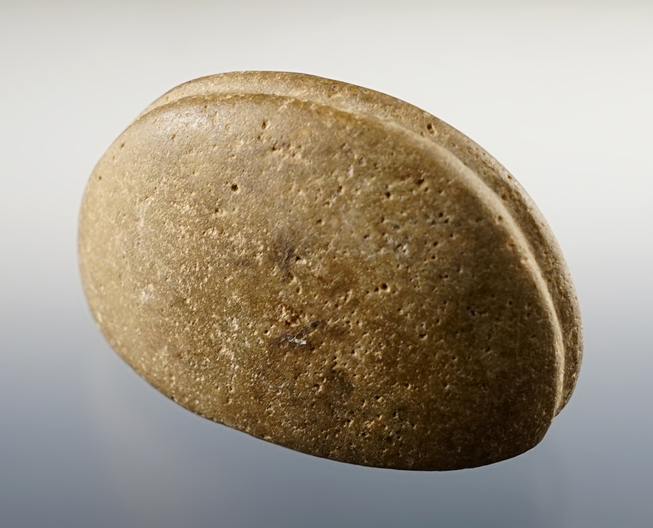 Nice 2 1/8" Grooved Loafstone found in Tennessee. Ex. John McCurdy, Tom Davis.