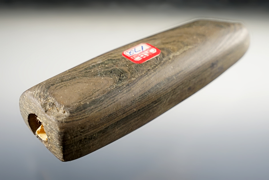 4" classic style Tubular Bannerstone found in Ross Co., Ohio in April of 1967. Ex. Bauer, Speck. 