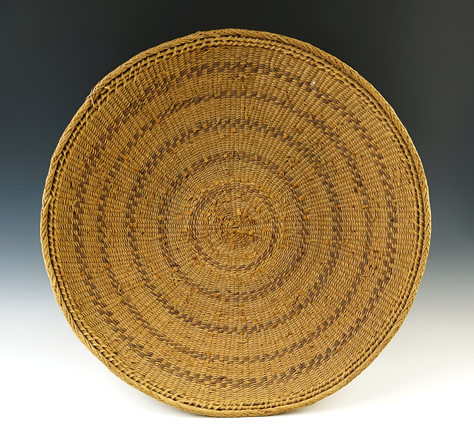 LARGE! 19 1/2" x 4" deep well crafted tightly woven Vintage Basket in excellent condition.