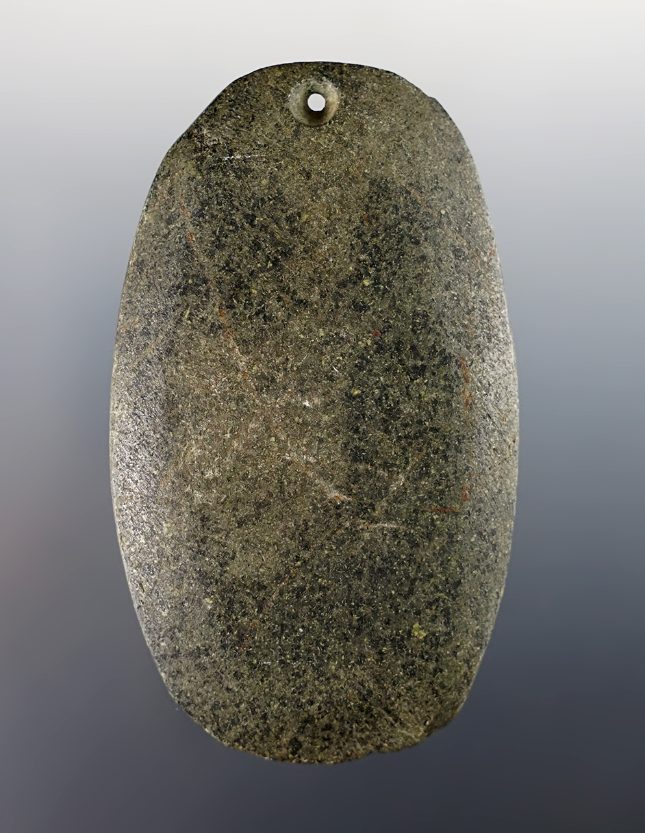 3 7/16" Hardstone Pendant found near Rocky River and Lake Erie, Lakewood, Cuyahoga Co., Ohio. 