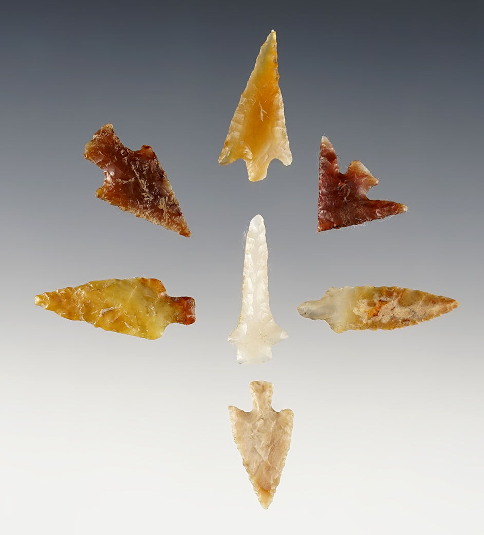 Set of 7 finely made points found close to the Columbia River in the Washington/Oregon.