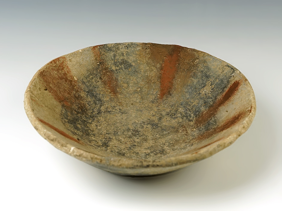 7 3/4" ancient Pottery Bowl - Ecuador. One spot of restoration at rim and one pressure crack.