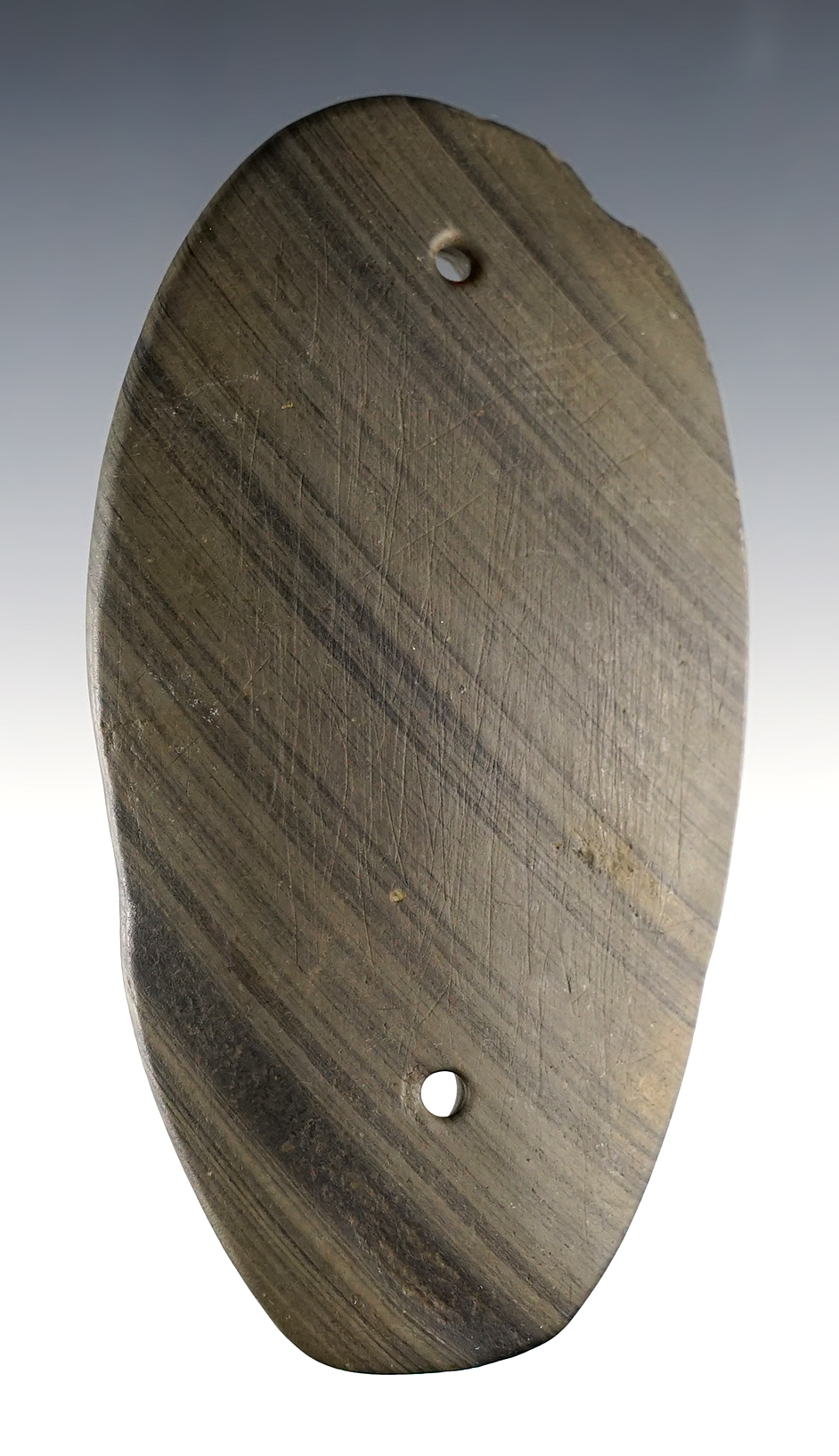 Very nice 4 3/16" Elliptical Gorget found in the Ohio/Indiana area. Bennett COA.