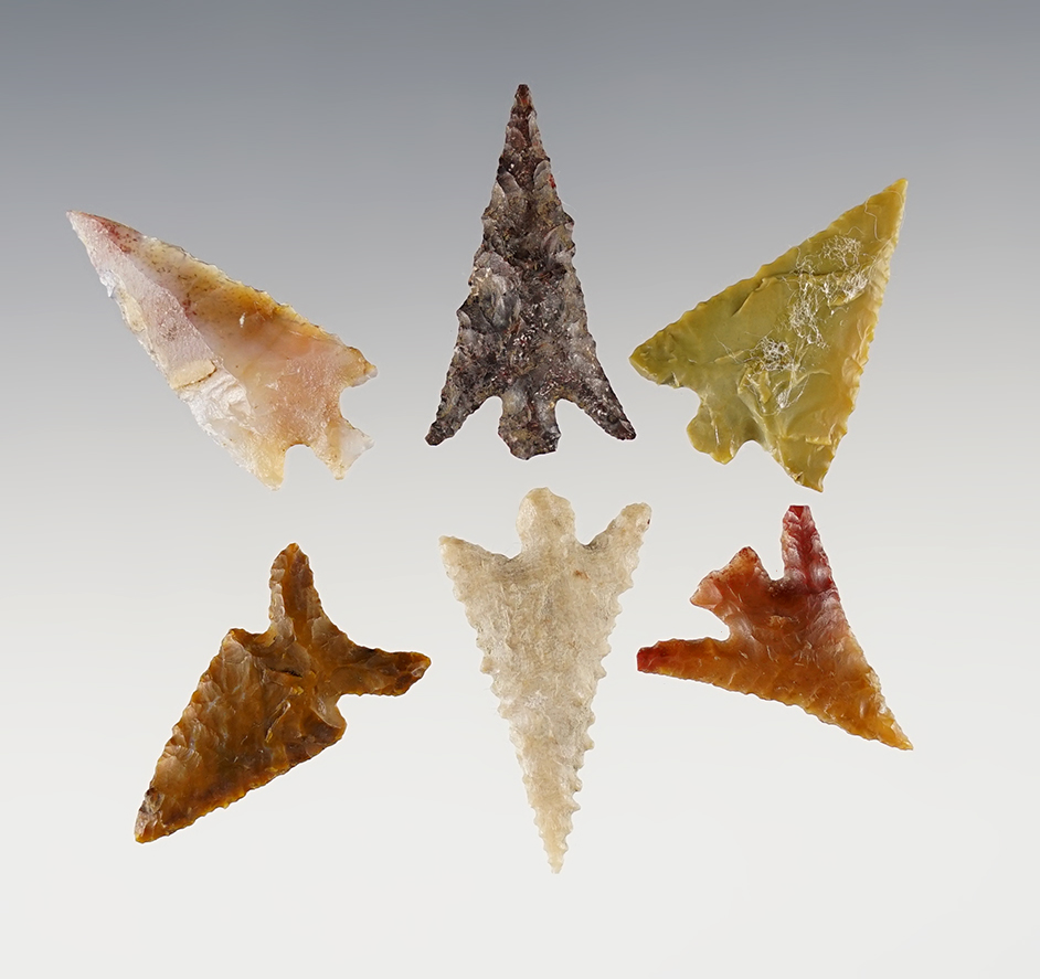 Set of 6 fine Gempoints found near the Columbia River, Washington/Oregon. 