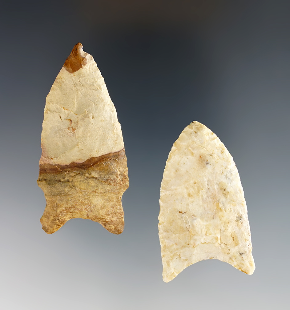 Pair of artifacts including a Paleo with a restored base and a nice Dalton.  Illinois.