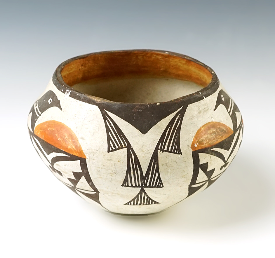 5" wide x 3 1/4" tall vintage Acoma jar that is nicely painted. 