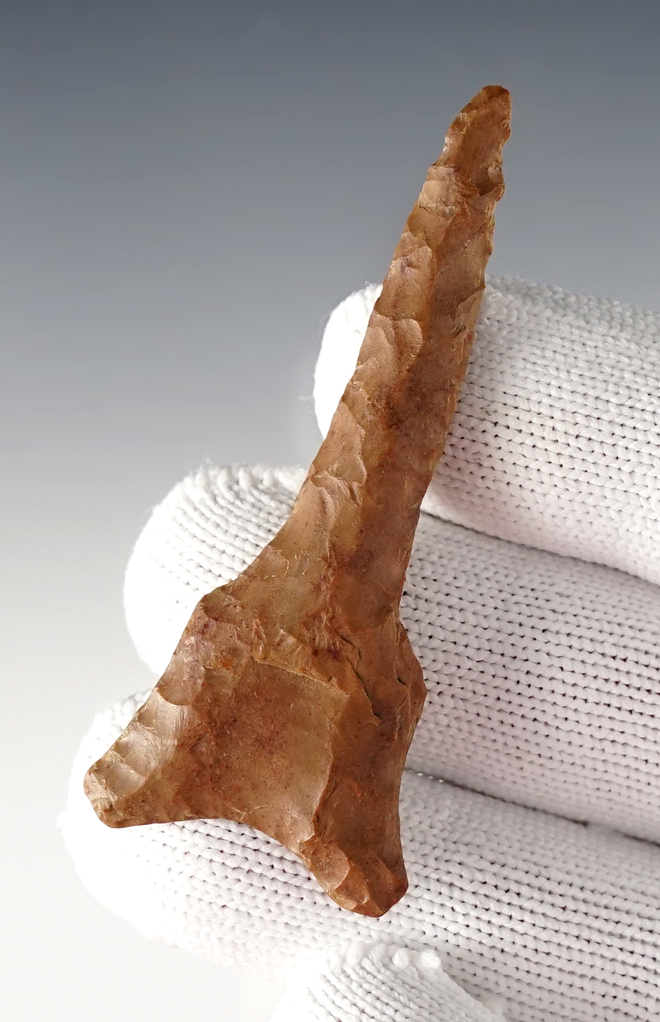 Well made 2 9/16" Dalton Drill found in the Missouri/Illinois area. Pink Chert.