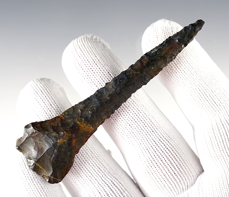 Heavily patinated 3 7/16" Ohio Drill made from Coshocton Flint.