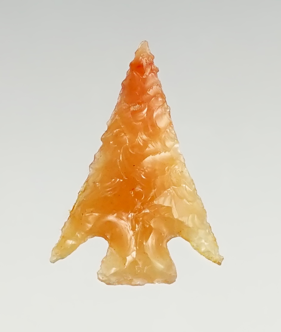 Thin and incredible flaking on this micro-sized 5/8" Columbia Plateau. Washington/Oregon.