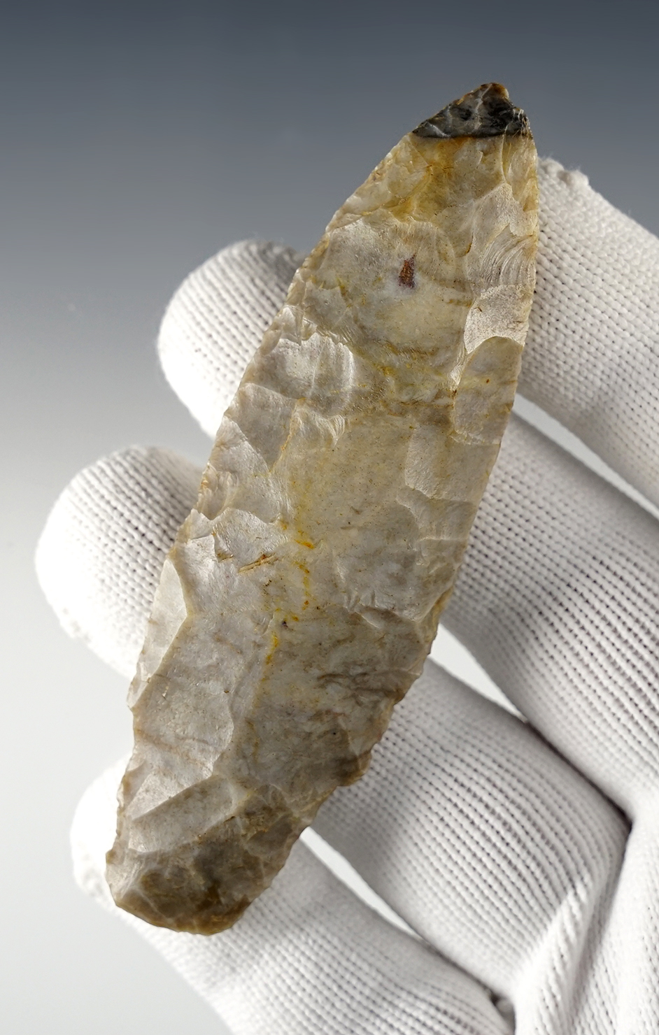 Nice 3 3/4" Ohio Adena made from glossy Gray Flint.