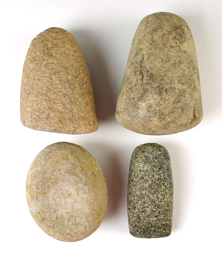 set of 4 Hardstone Artifacts including 2 Pestles, a Celt and a Nutting Stone. Ohio/Kentucky.
