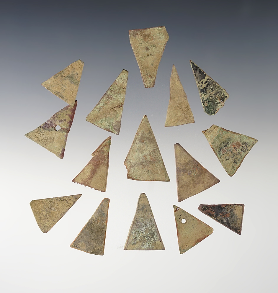 Set of 15 Kettle Points Recovered at White Springs, Geneva, New York. The largest is 1 3/16".