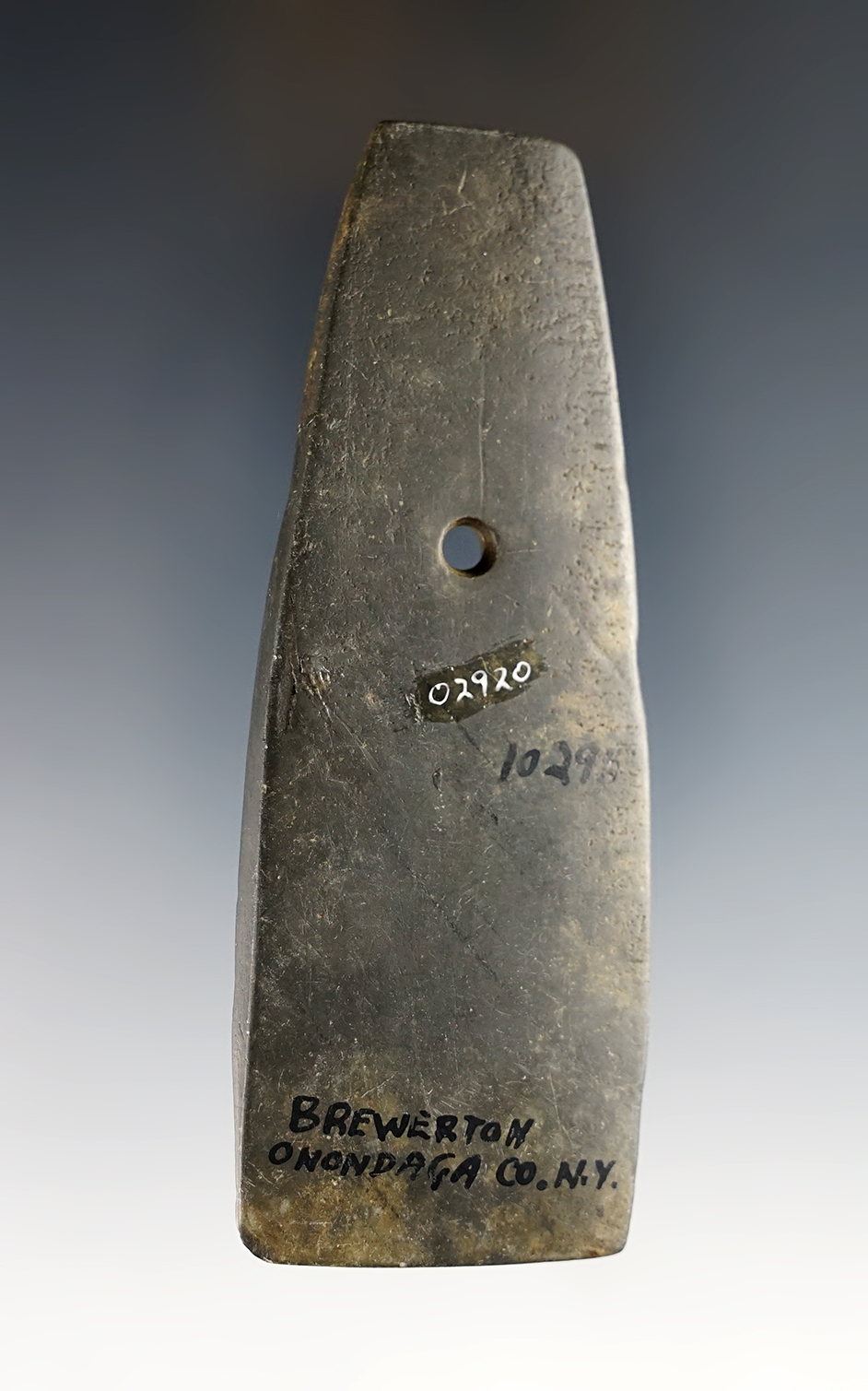 Thin and well made 3 15/16"  Trapezoidal Pendant found in Onondaga Co., New York. 