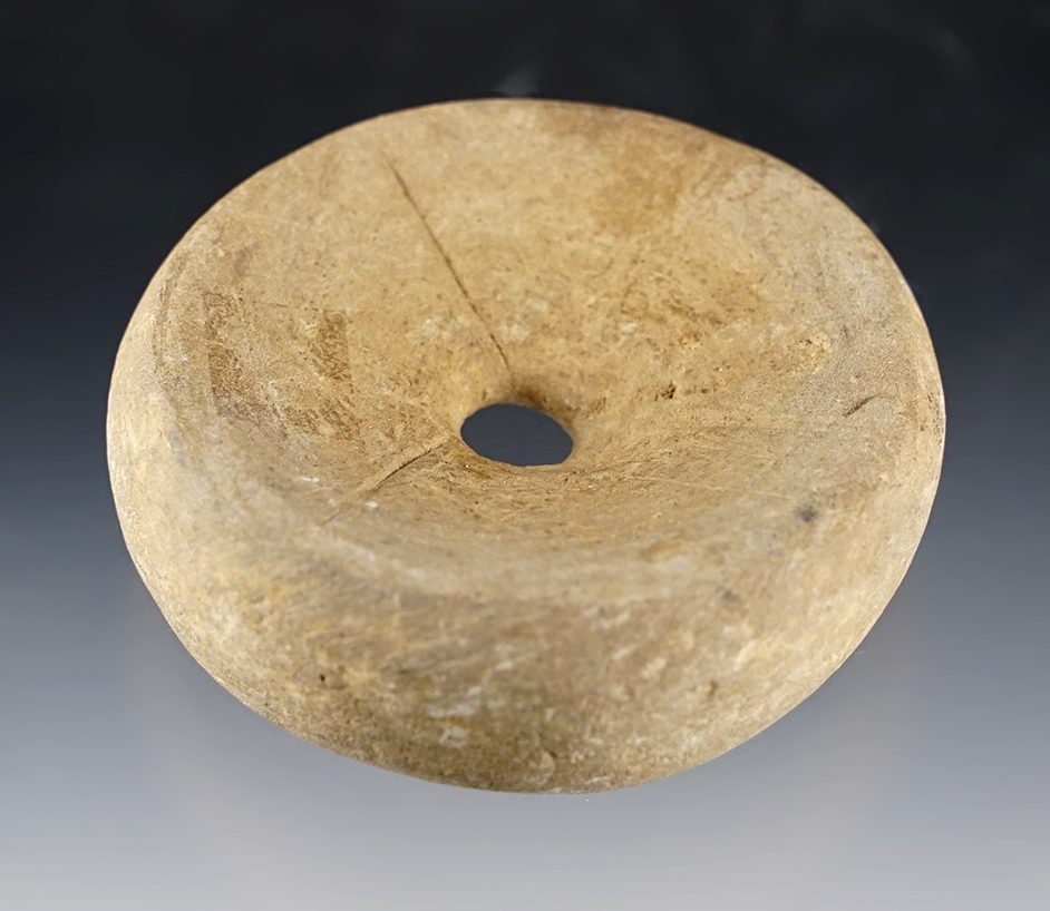 2 5/16" diameter Ft. Ancient perforated Discoidal -engraved. Found in Southern Ohio.