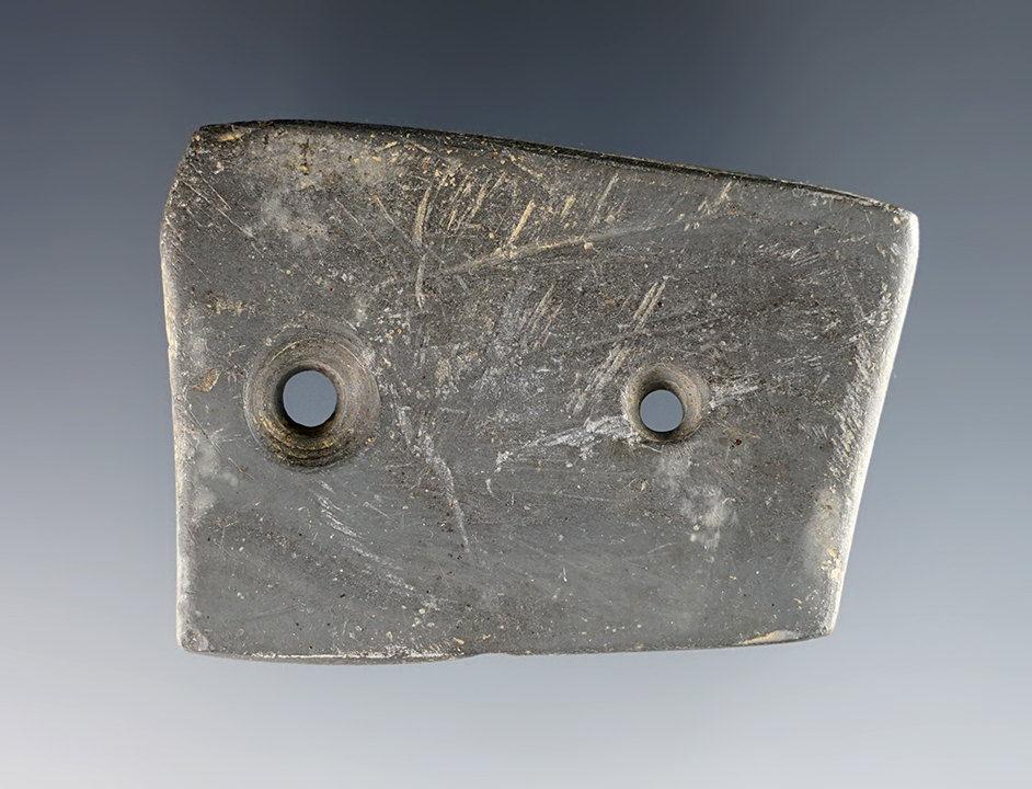 Nice 2 3/8" anciently salvaged Gorget found in Ohio on 9-3-1982. 