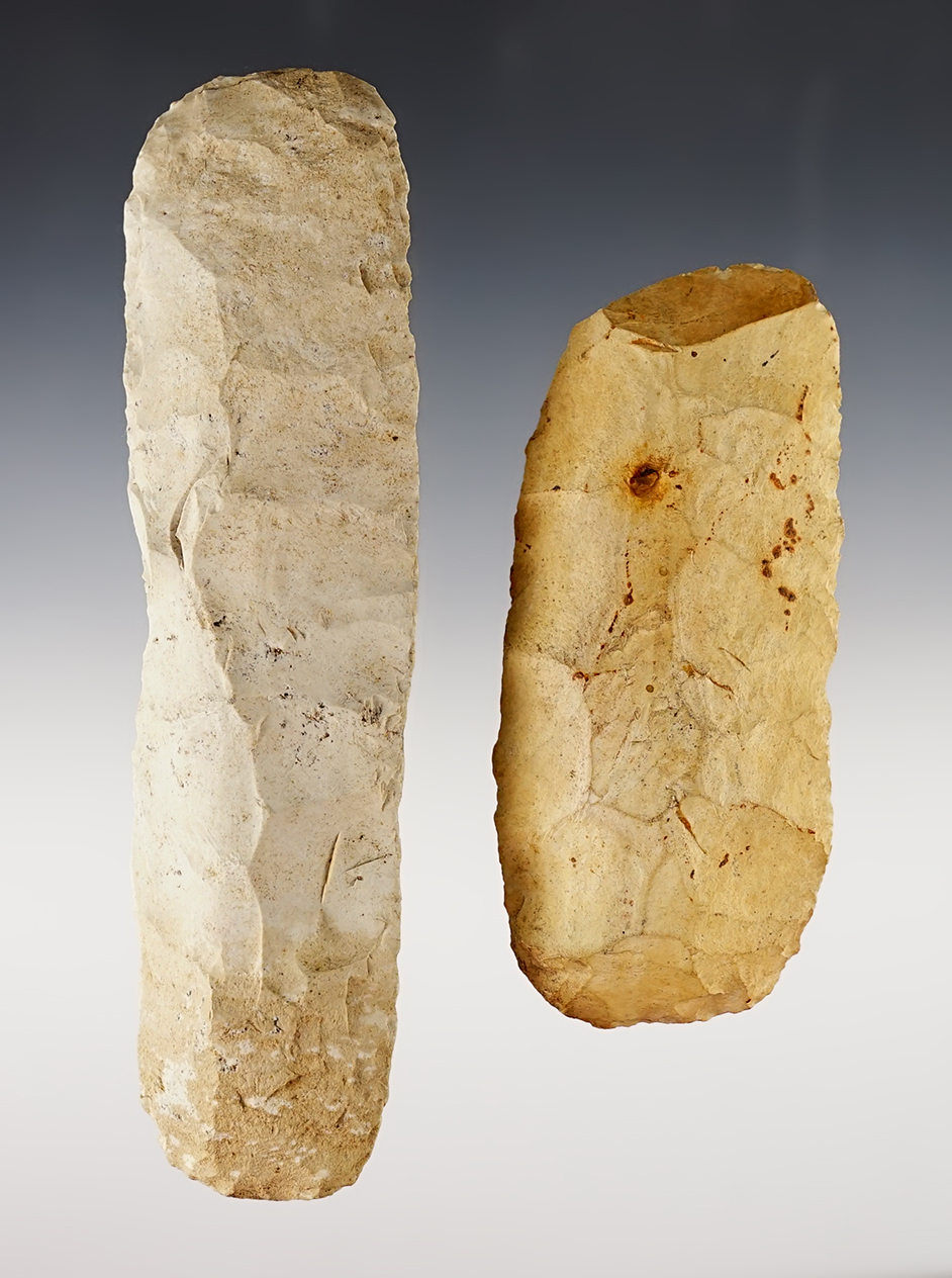 Pair of Flint Celts found in the Midwestern U.S. Both are in excellent condition. 