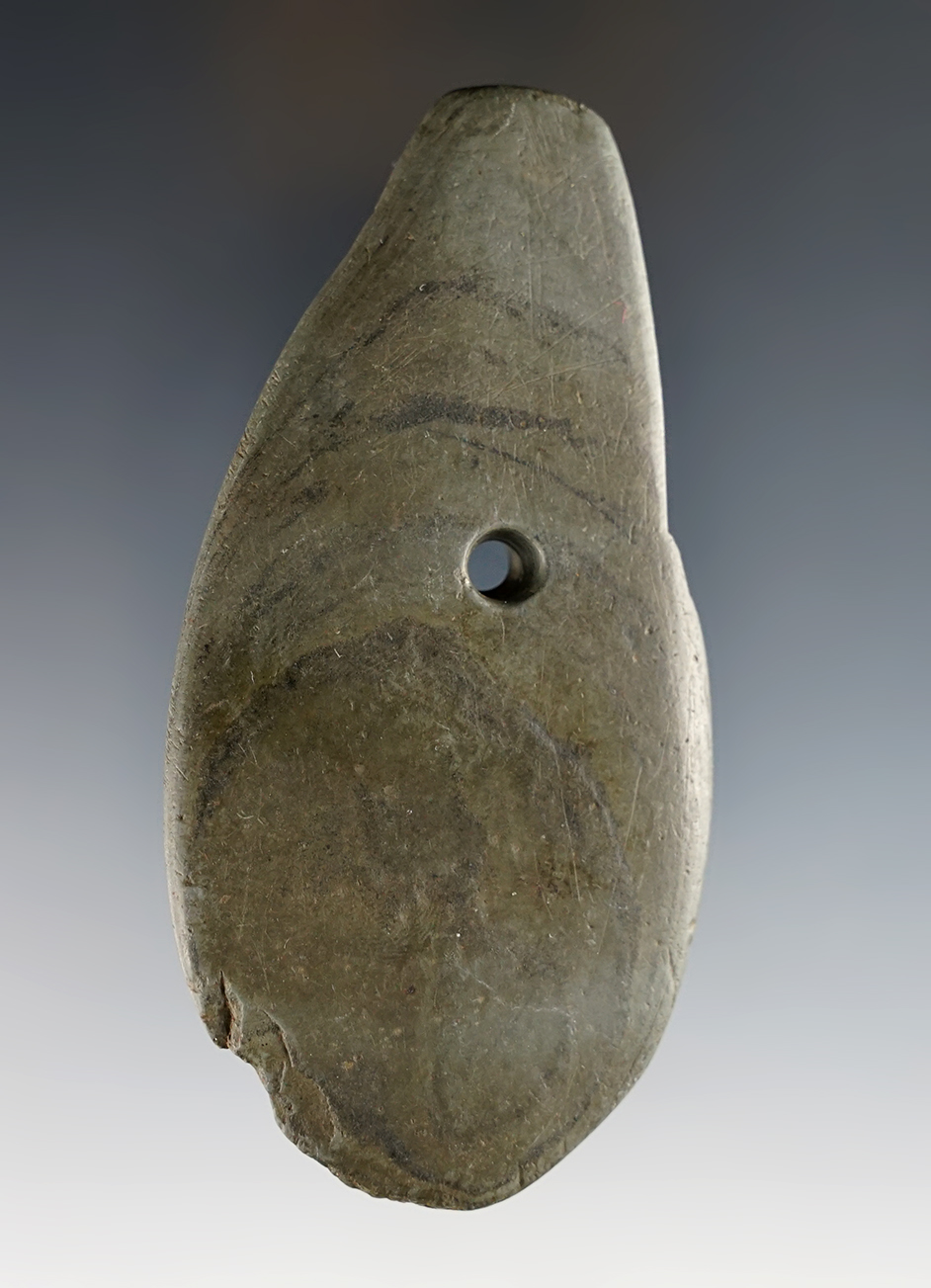 3 13/16" Pendant that is well patinated with several tally marks on one side. Darke Co., Ohio.
