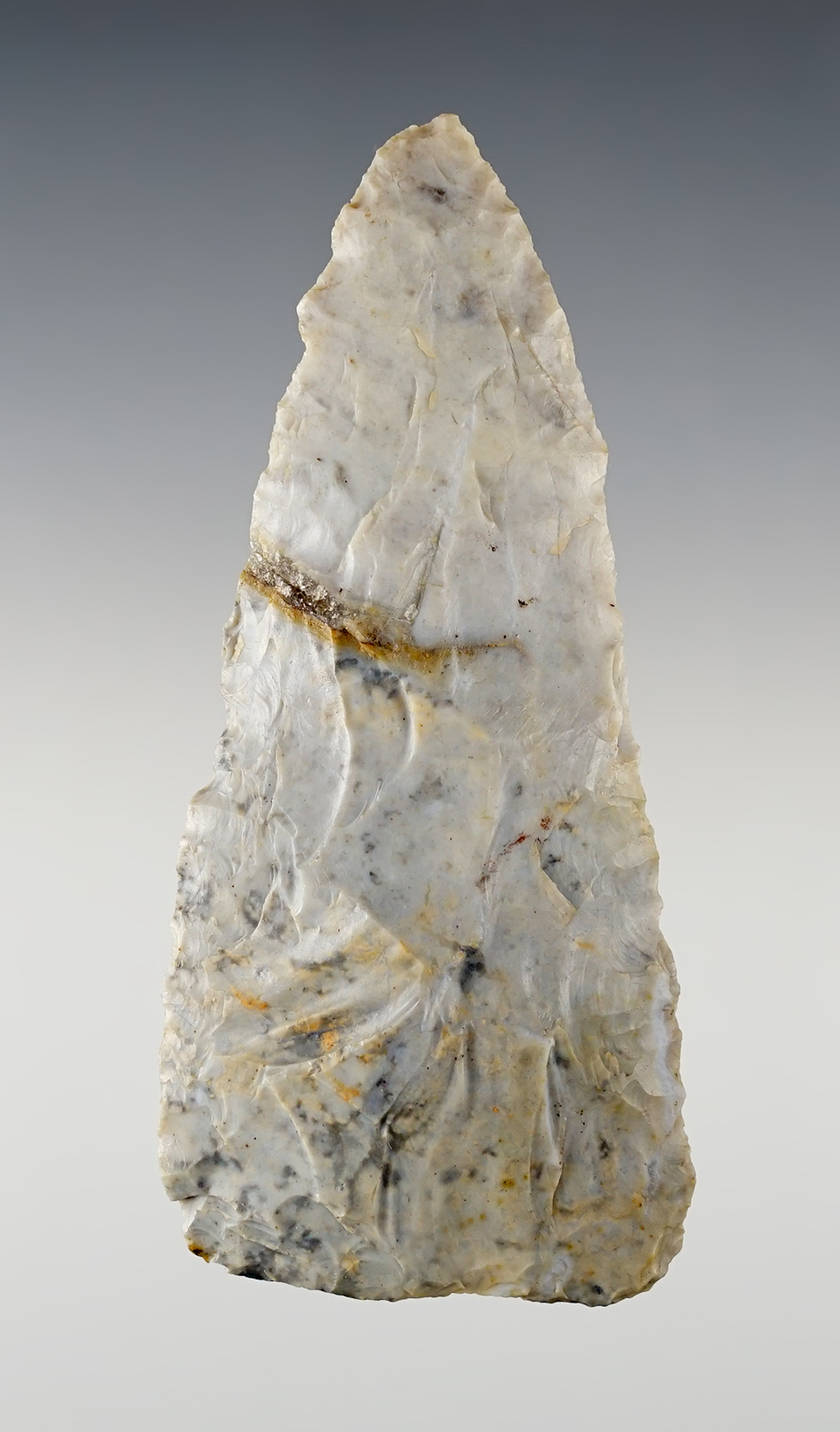 4 1/4" Triangular Knife made from Flint Ridge Flint. Holmes Co., Ohio. Bennett COA.