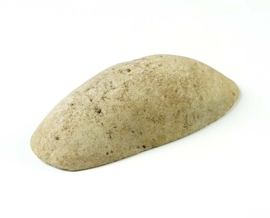 Nice 3 1/2" Boatstone that is scooped on the bottom. Quartz. Found in the Ohio/Indiana area.