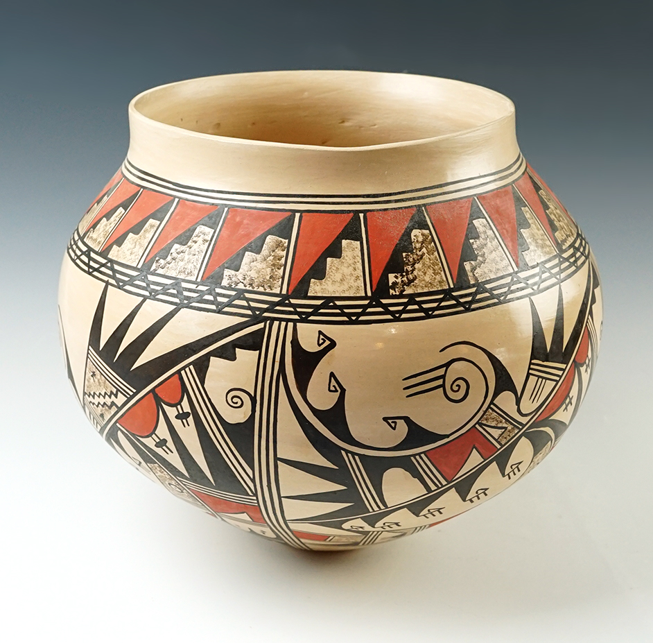9" contemporary Hopi Pottery Vessel with beautiful paint. By the artist Loretta Silas. 