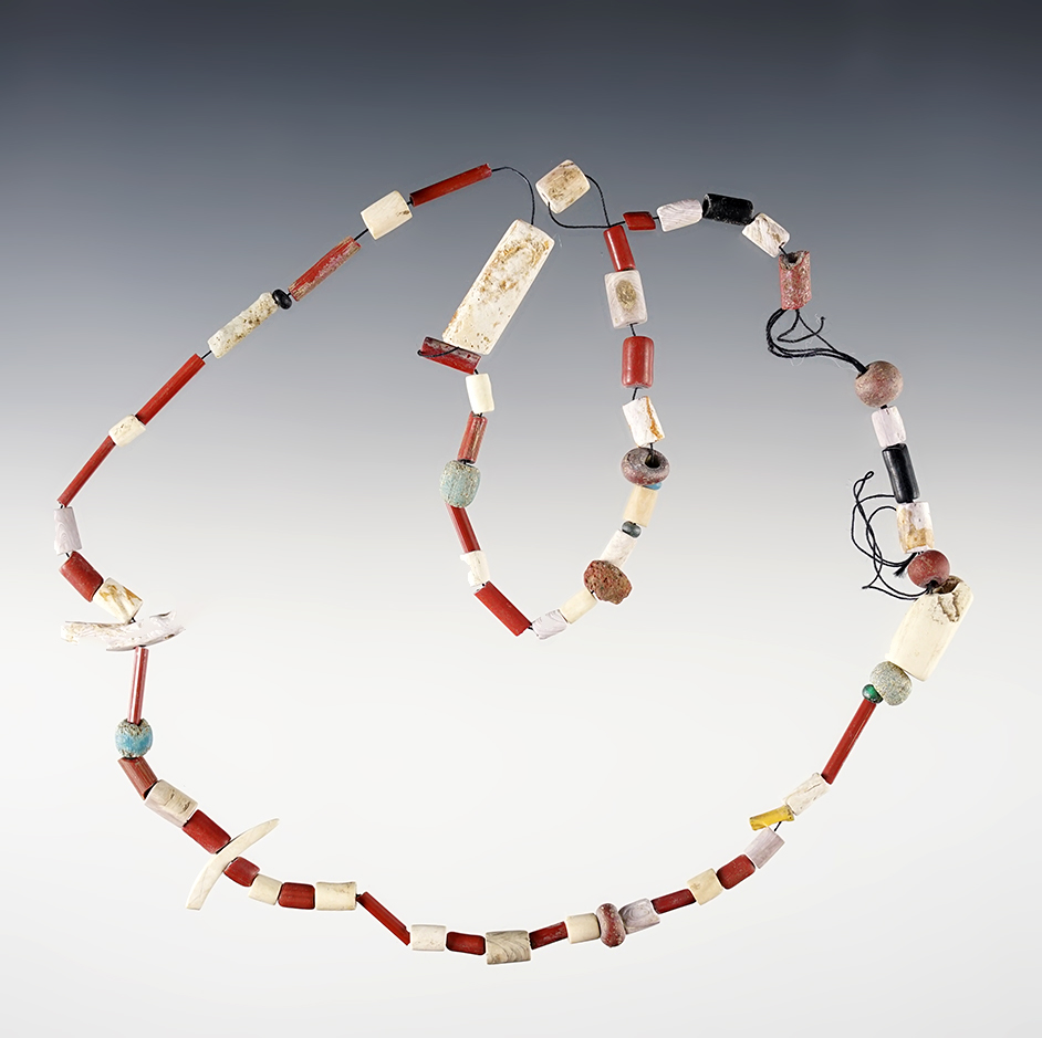 16" Strand of Shell and Glass Beads with 2 Shell Spacers - Power House Site, Lima New York.