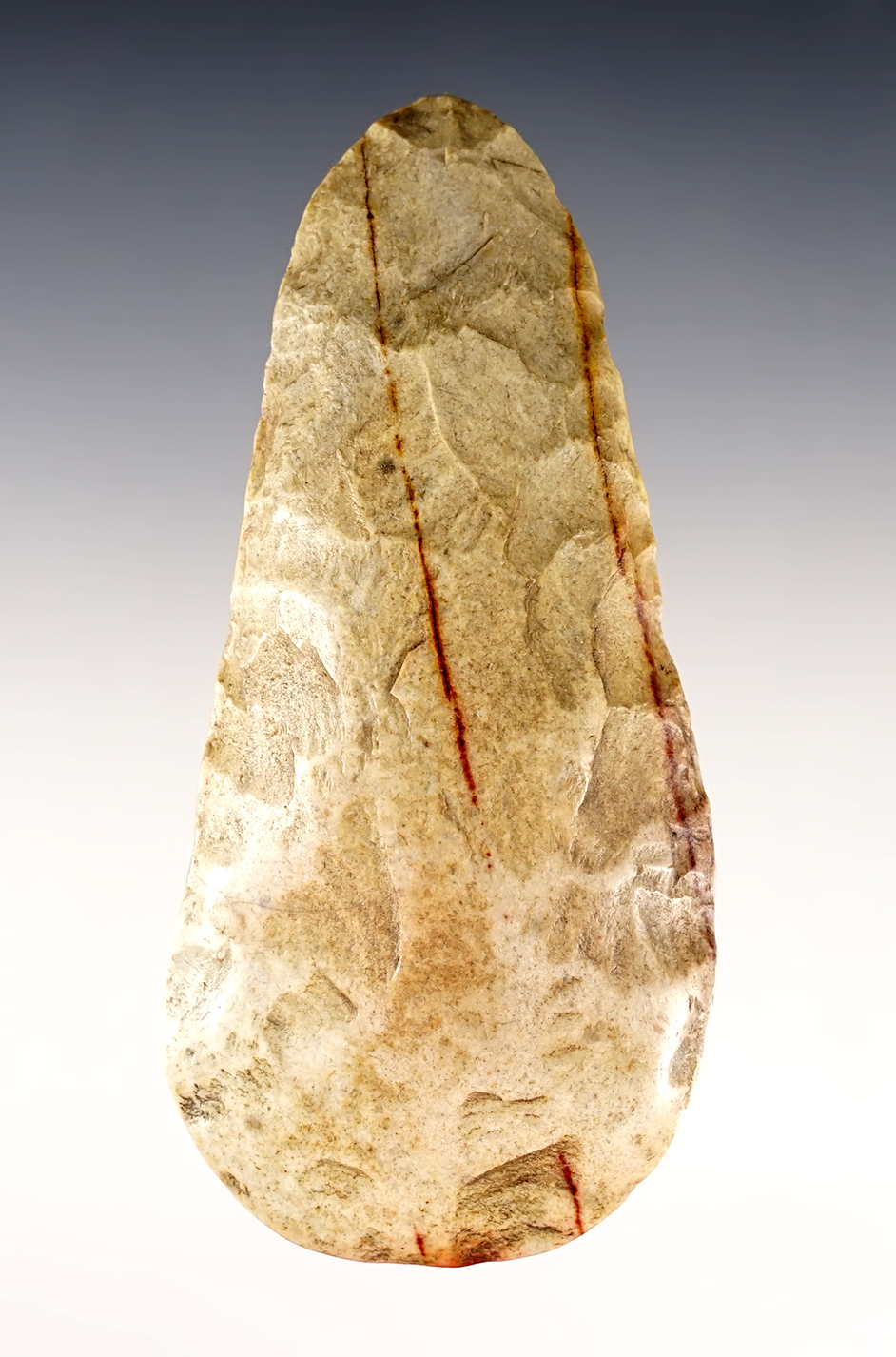 Well patinated 4 7/16" Hoe with heavy use polish to the bit. Found in Illinois.