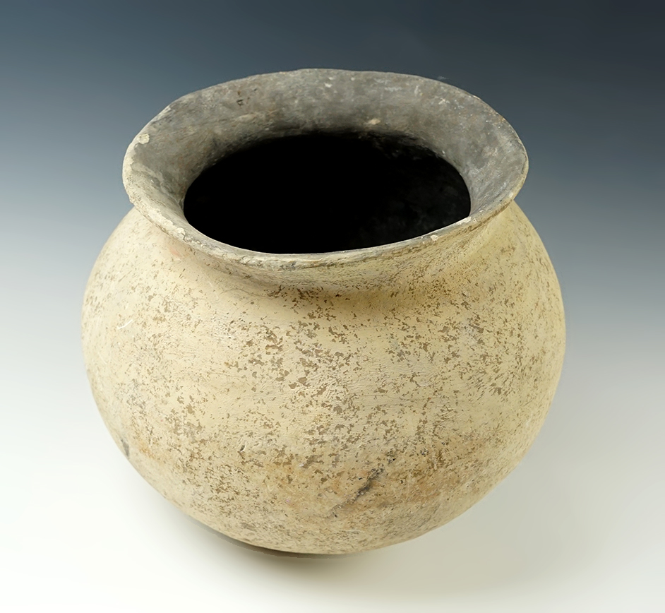 7 1/4" wide x 6 3/4" tall Ban Chang pottery vessel, recovered in Thailand.