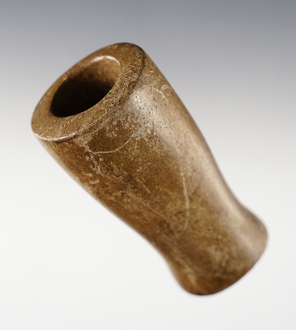 Incredible 2 1/2" Adena Blocked End Tube Pipe - Ohio - polished Pipestone. Rare type! 