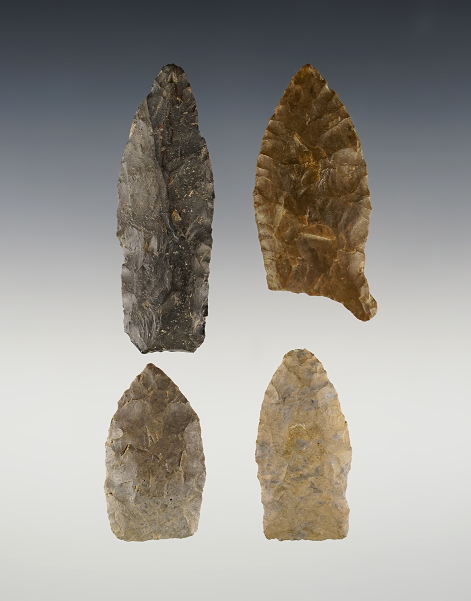Set of 4 Ohio Paleo points in good condition. The largest is 2 9/16".