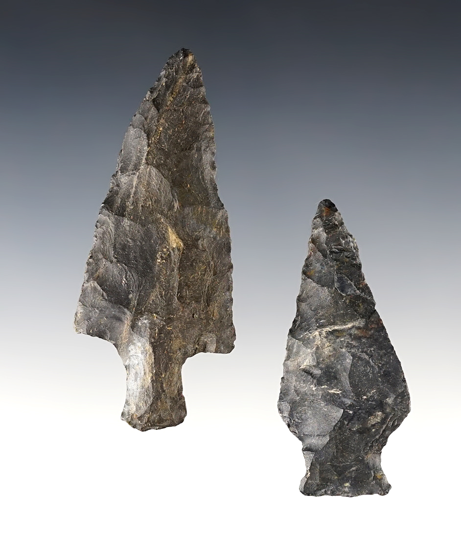 Pair of well made Ohio points including a Stemmed Knife and an Ashtabula. Coshocton. 