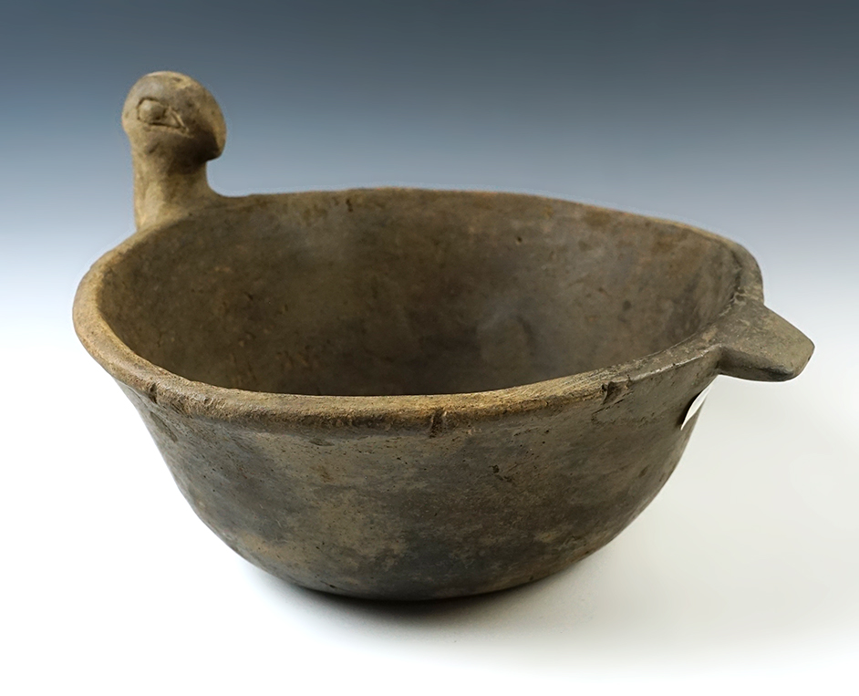 9 3/4" Mississippian Effigy Bowl with moderate restoration, but displays well. Arkansas. 