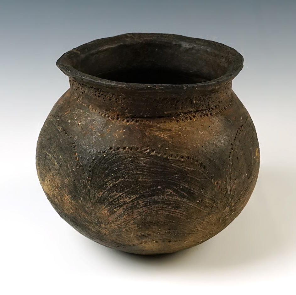5" wide by 4 1/4" tall Caddo Pottery Jar - Arkansas with moderate restoration.