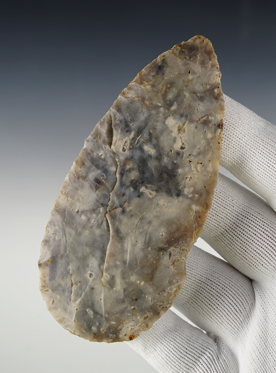 Very nice 4 5/16" Flint Ridge Flint Adena Cache Blade found in Columbus, Ohio in the 1920's.
