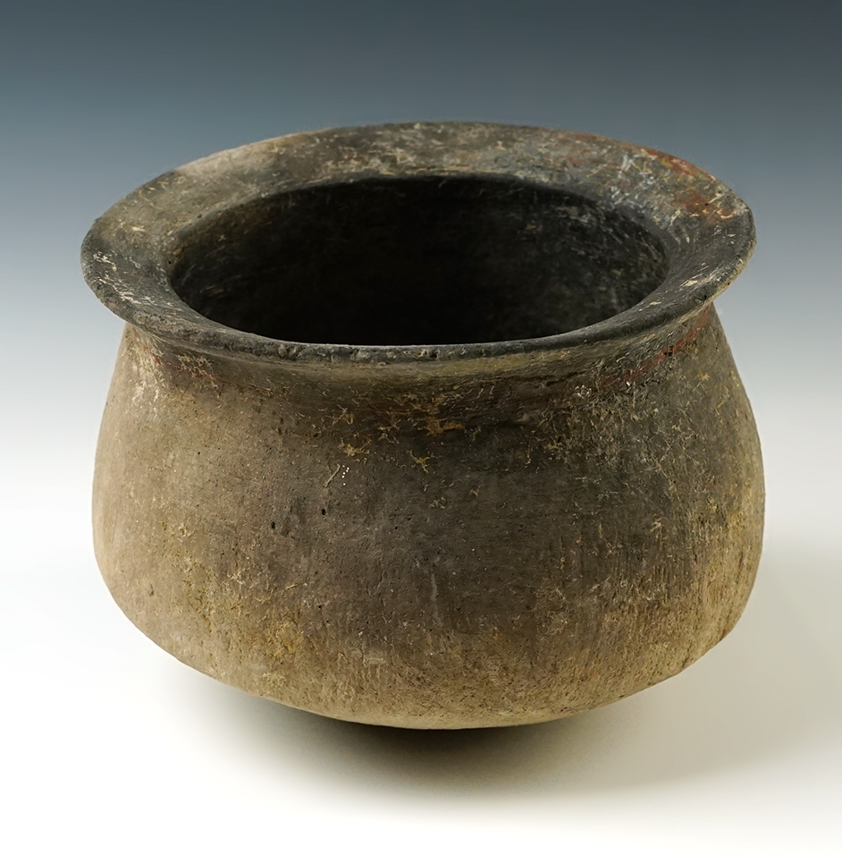 5 3/4" wide by 3 3/4" tall ancient Ban Chang pottery jar in solid condition. Thailand. 