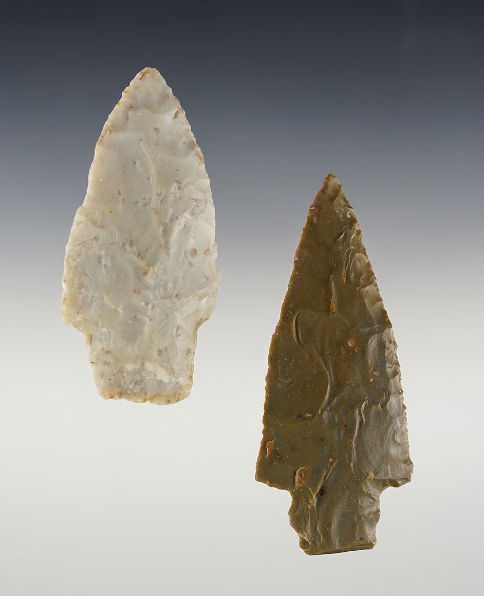 Pair of well made Ohio Adena points in excellent condition. The largest is 3 1/2".