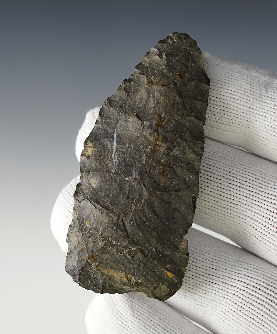 2 5/8" Clovis Knife made from Coshocton Flint. Found in Franklin Co., Ohio. Stermer COA. 