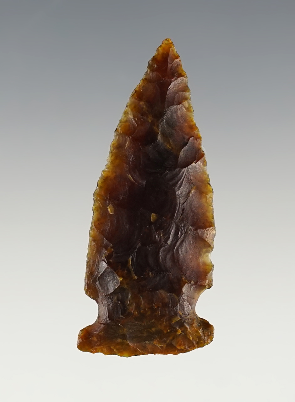 1 13/16" Besant - Knife River Flint.  North or South Dakota,  possibly Montana. Stermer COA. 