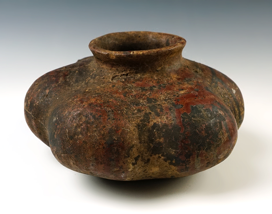Heavily patinated 6 1/2" wide by 3 1/4" tall Precolumbian Goard Effigy Bottle. Mexico. 
