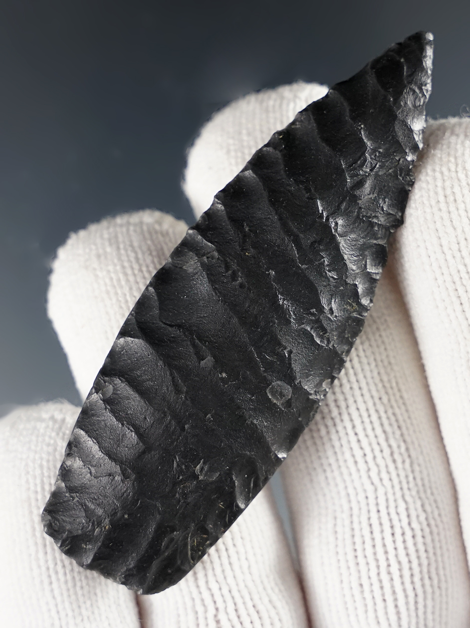 2 3/4" Agate Basin made from Obsidian. found in Albuquerque, New Mexico. Pictured!