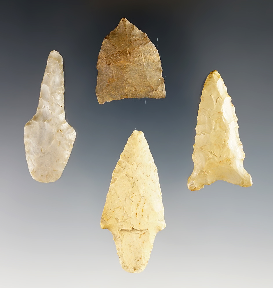 Set of 4 nicely patinated Texas/Arizona points. The largest is 2 1/16".