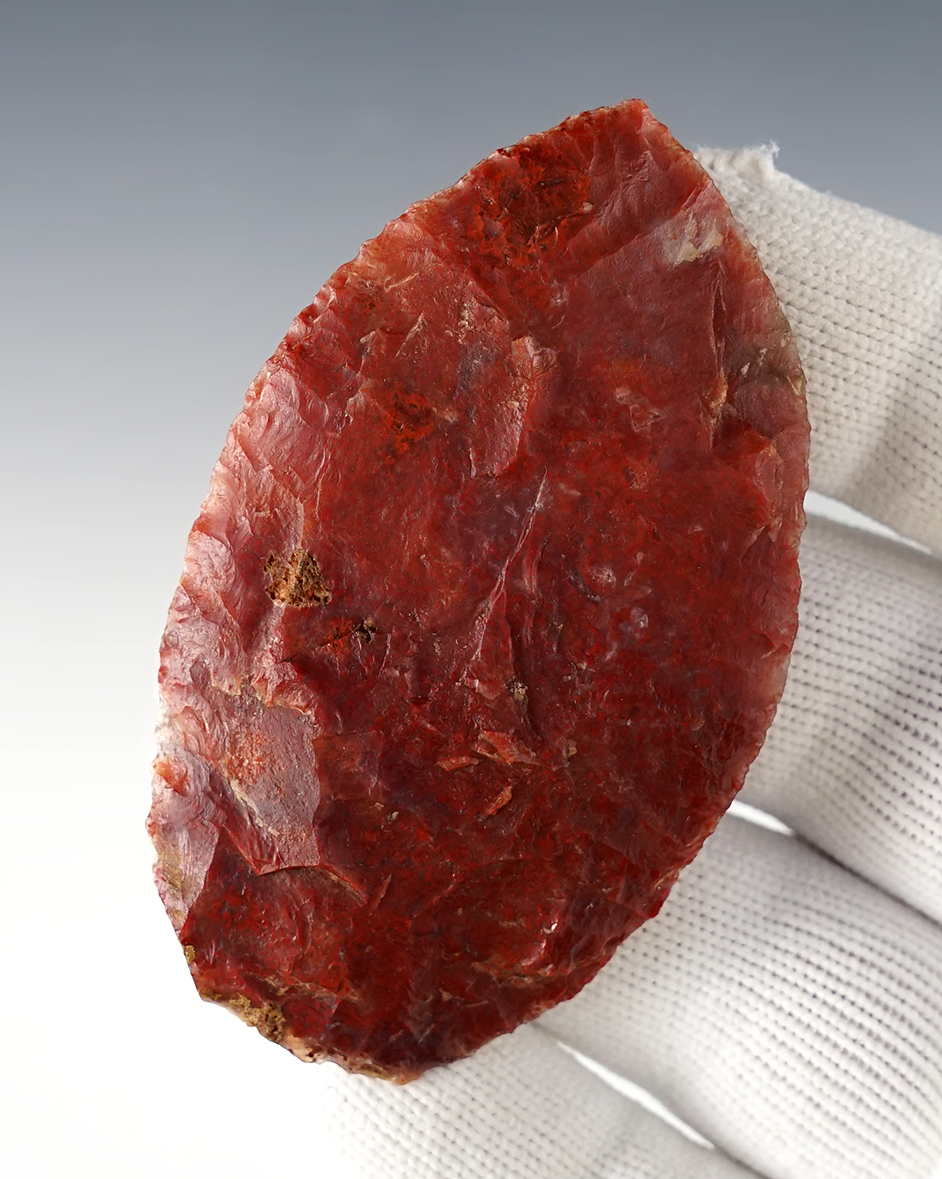 Fine 2 7/8" Blade made from colorful red Agate. Columbia River area - Washington/Oregon.