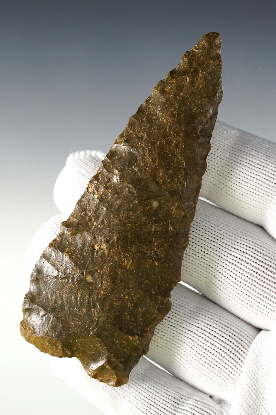 3 13/16" Scottsbluff Knife - Florence Chert. Found in Tulsa Co., Oklahoma. Stermer COA. 
