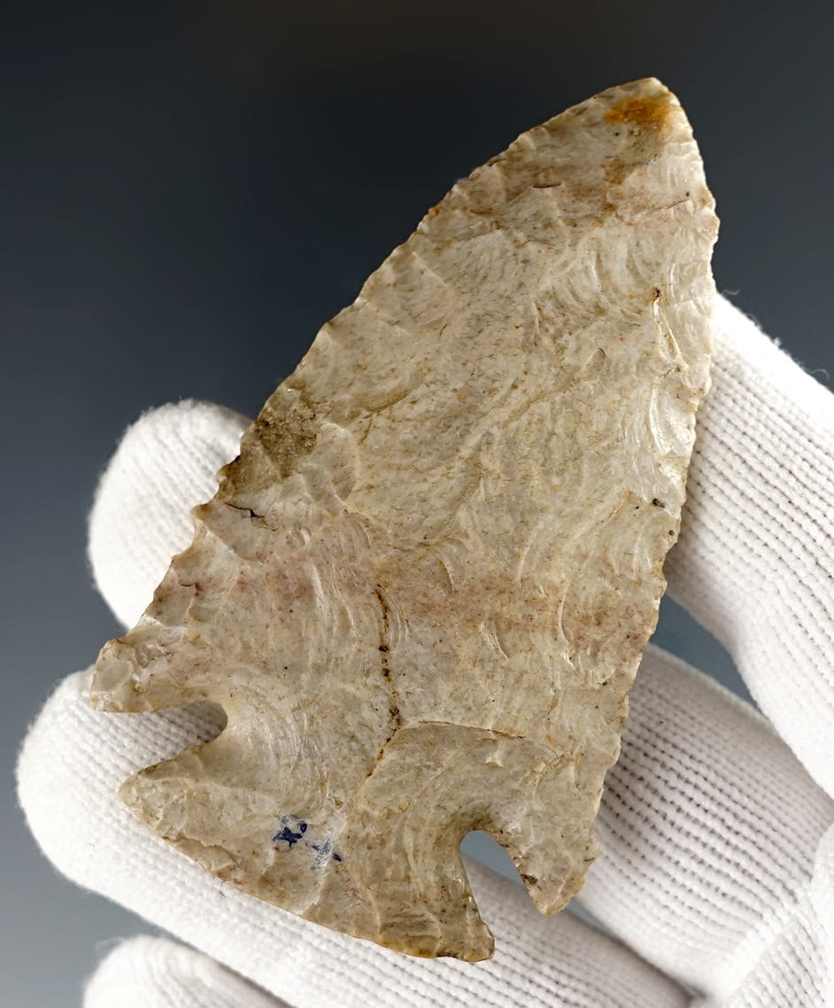 2 3/4" heavily patinated and well made Archaic Dovetail found in Washington Co., Ohio.