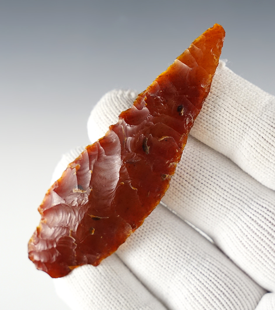 3 3/8" Stemmed Knife - semi-translucent red Agate. Columbia River area Washington/Oregon. 
