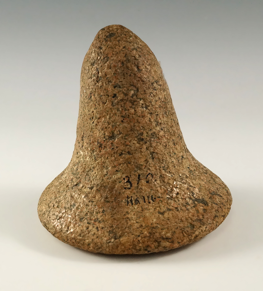 4 1/2" Granite Bell Pestle with nutting divot on bottom, in very good condition, found in Ohio.