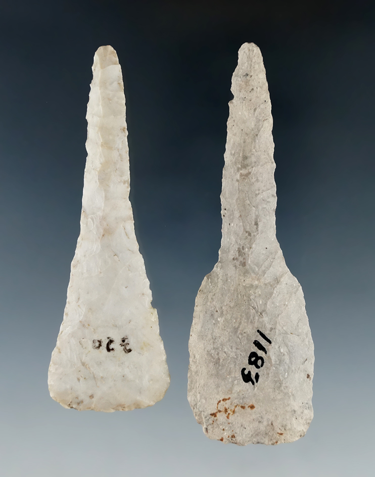 Pair of Flint Drills both found in Ohio.  Largest is 3 1/2".