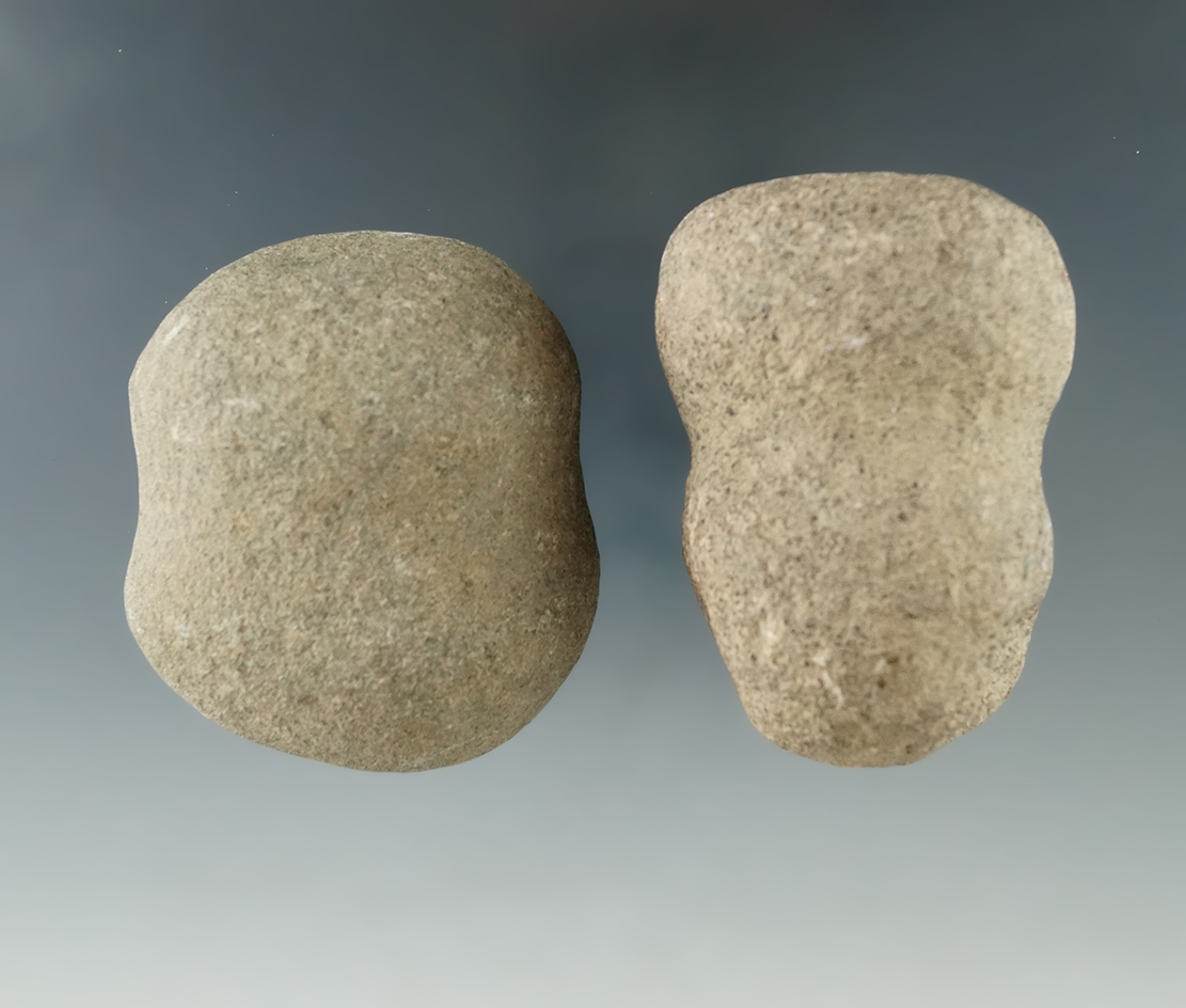 Pair of 3/4 Groove Hammerstones found in Miami Co., Ohio.  Largest is 2 5/8".