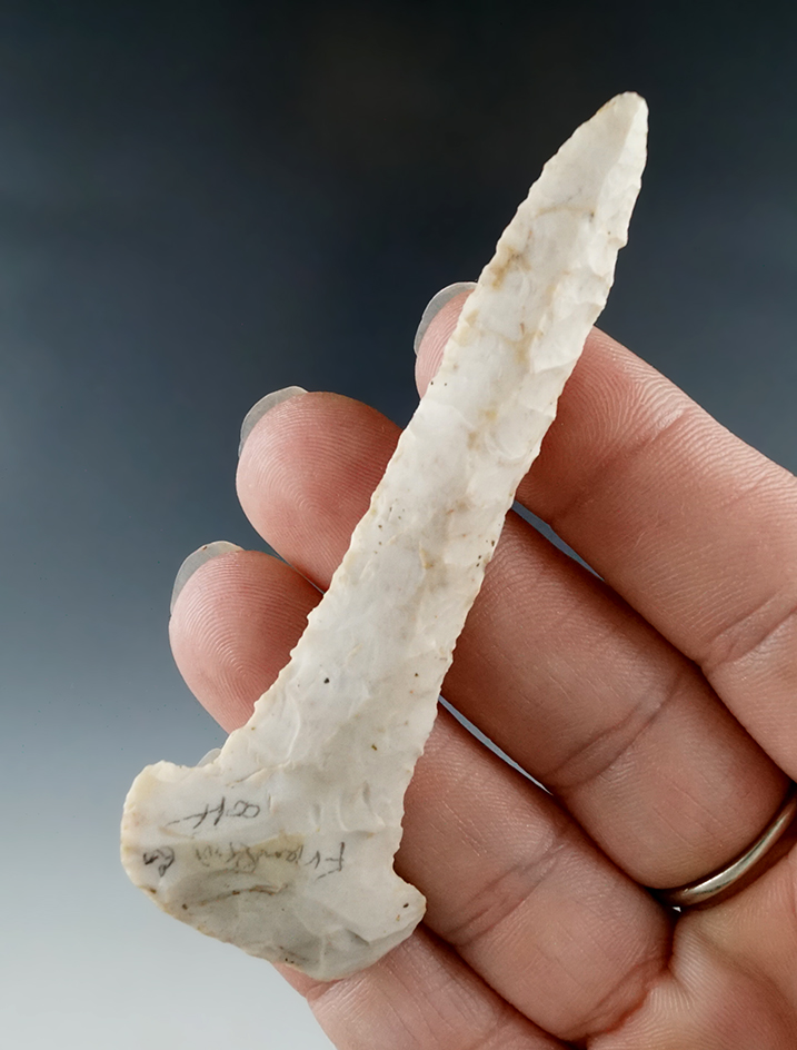 3 3/16" Flint Ridge Flint Dovetail Drill found in Perry Co., Ohio.  Ex. Sims.