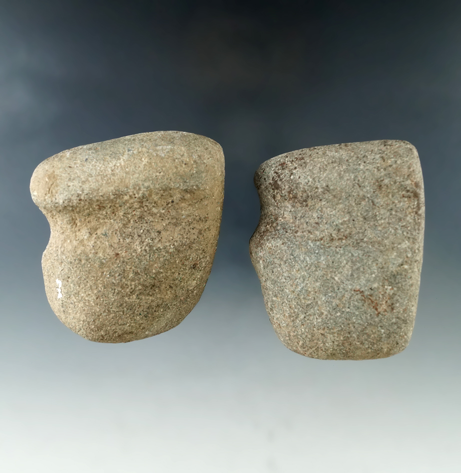 Pair of Hardstone 3/4 Groove Hammerstones found in Ohio.  Largest is 2 7/8".